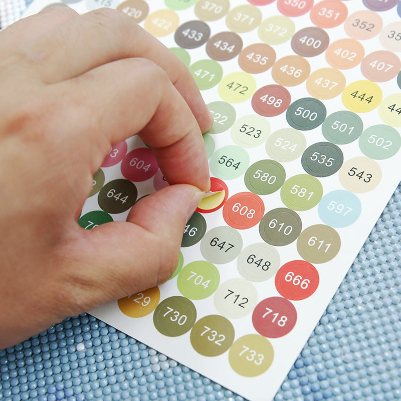 Diamond Painting DMC Color Card Sticker – 100 Round Label Number Stickers