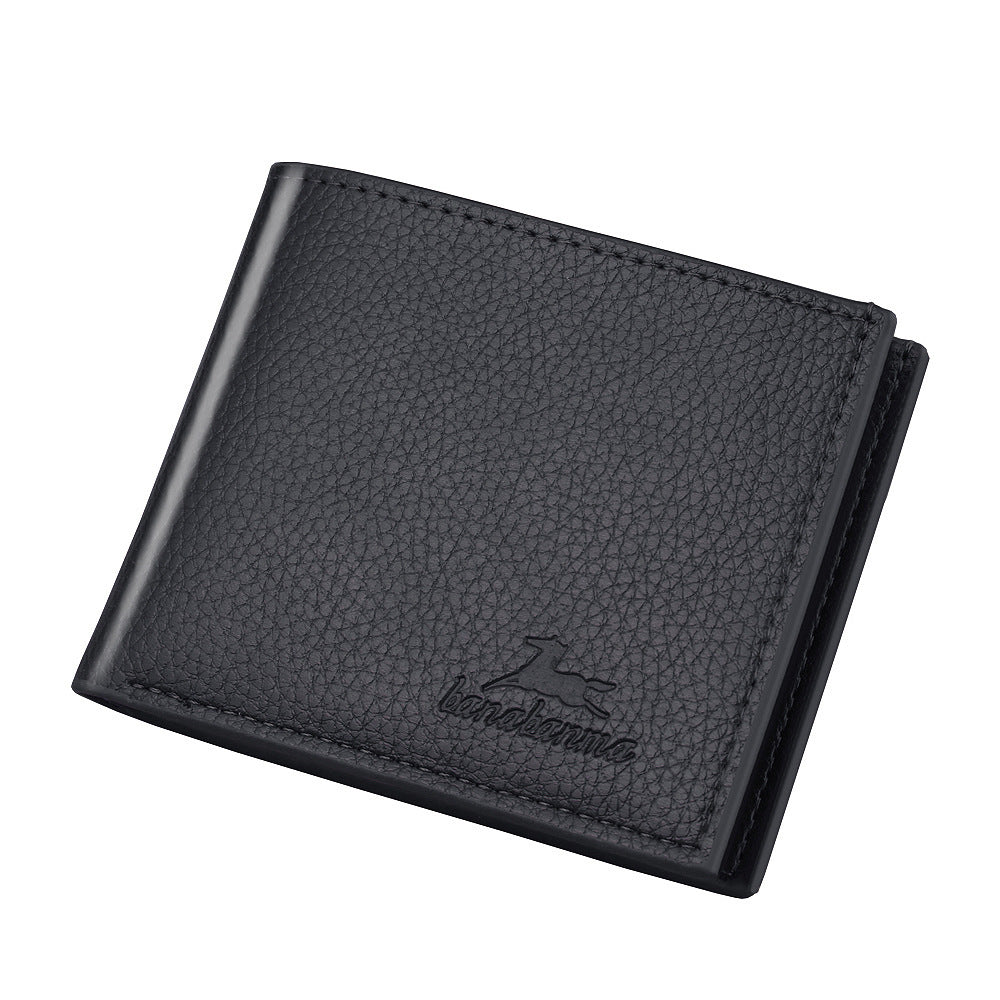 Men's BiFold PU Leather Wallet Slim Litchi Pattern Pro