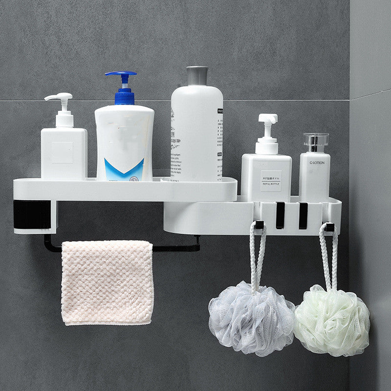 Bathroom Kitchen Corner Shelf – Creative Double-Layer Multi-Function Seamless Wall-Mounted Storage Rack