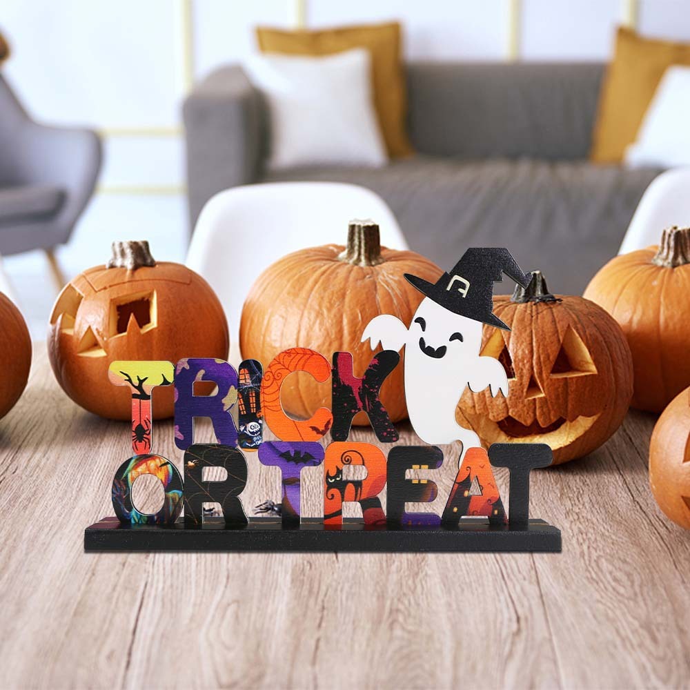 Halloween Wooden MDF Haunted House Decoration – Holiday Party Tabletop Display Craft