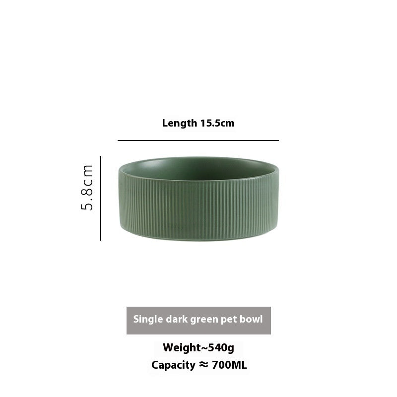Pet Simple Wooden Frame Anti-tumble Ceramic Bowl