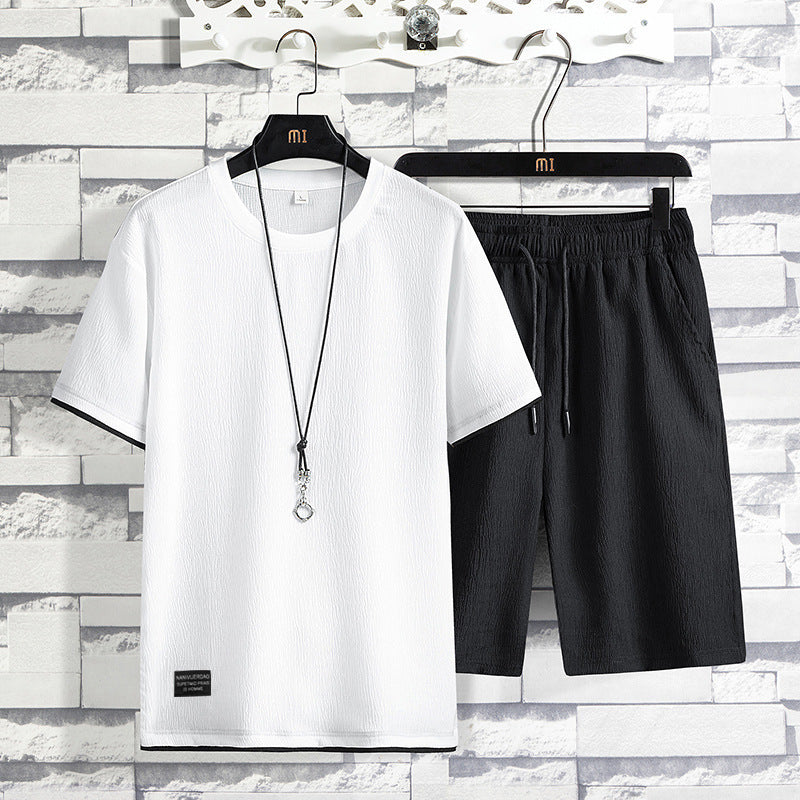 Men's Short Sleeved T-shirt Two-piece Set