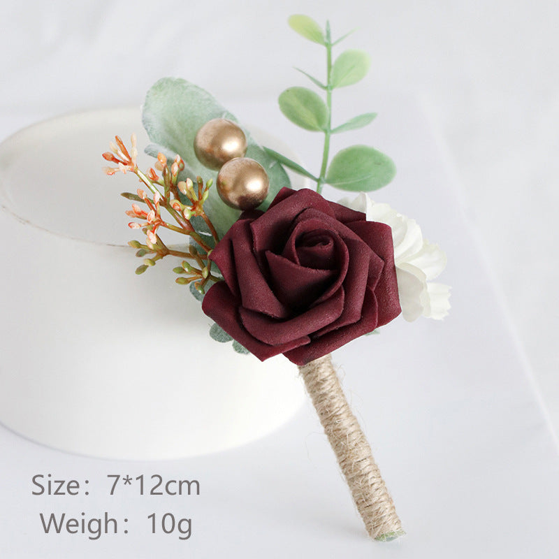 European Style Mori Style Wedding Groom Bride Simulation PE Corsage