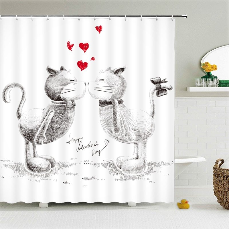 Bathroom Shower Curtain – Waterproof and Mildew-Proof Polyester Curtain with Animal Print Series