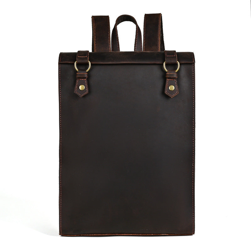 Crazy Horse Leather Men's Vintage Backpack Large Capacity