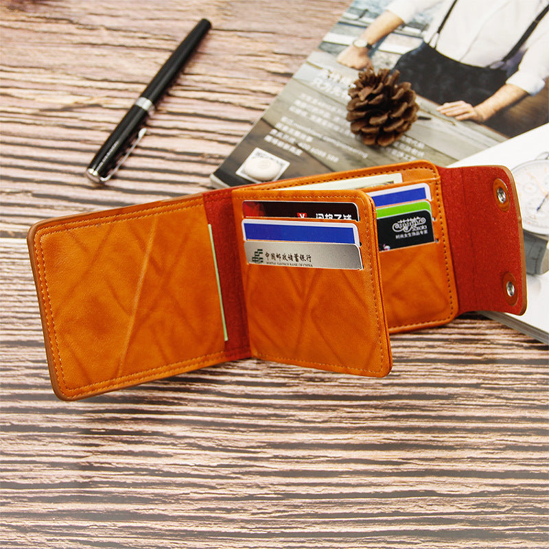 Men's Short PU Leather Wallet Printed Magnetic Buckle