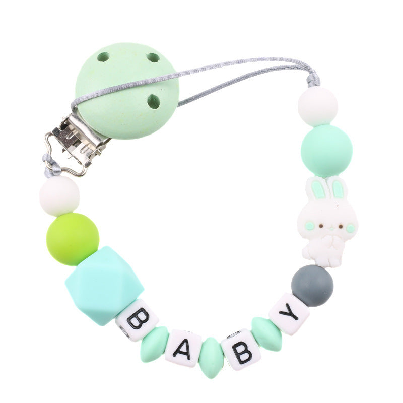 Bunny Silicone Bead Pacifier Clip – Anti-Drop Teether Chain for Babies Chain Baby Products