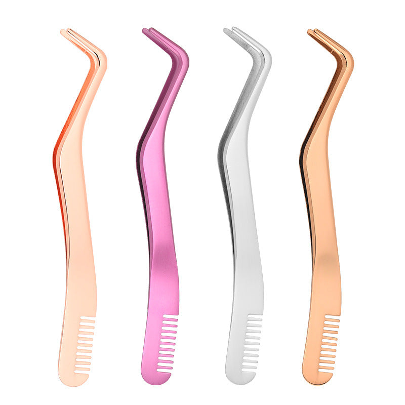 Eyelash Comb & Tweezers – Metal Lash Tool for Shaping & Application