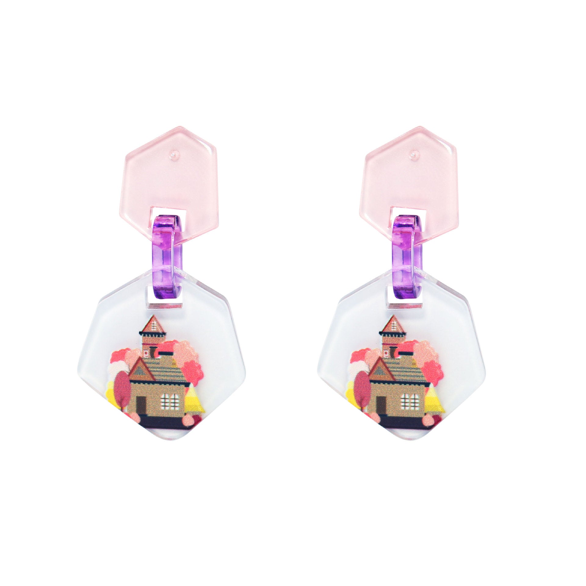 Halloween Pumpkin Earrings Color Printing Acrylic Board Jewelry
