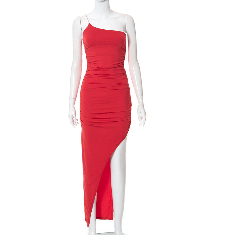 Irregular Dress With Hips And Casual European And American Style