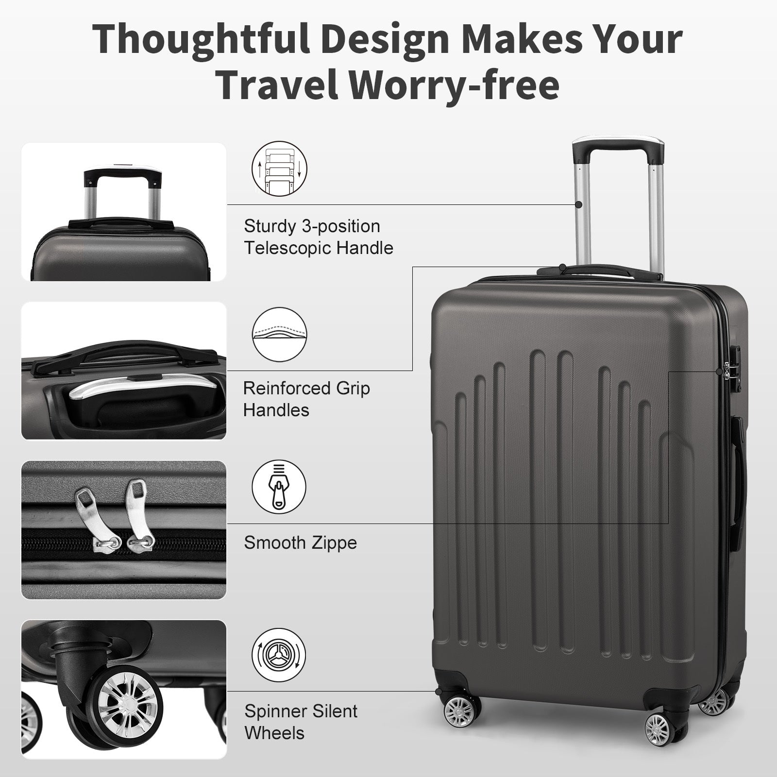 Three In One ABS PC Suitcase 20in 24in 28in Suitcase