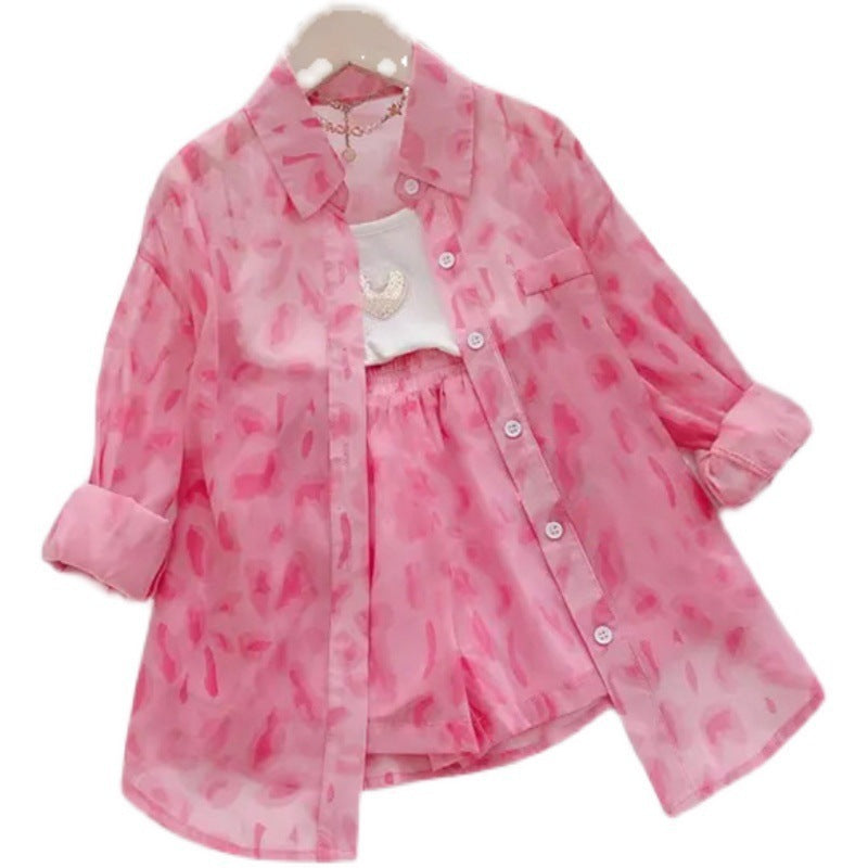 Sun Protection Clothing Suit Children's Sun Protection Coat Shirt Shorts Two-piece Set