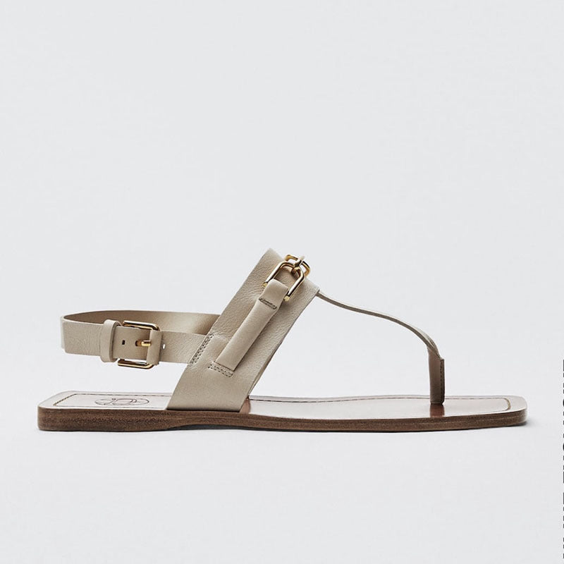 Summer New Women’s Casual One-Word Buckle Flat Flip-Flop Sandals
