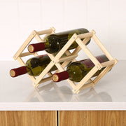 Folding Solid Wood Wine Rack – Decorative Portable Bottle Holder