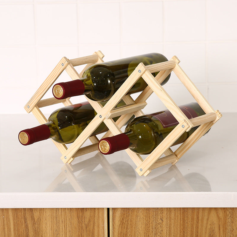 Folding Solid Wood Wine Rack – Decorative Portable Bottle Holder