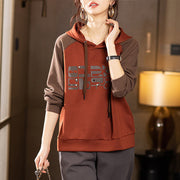 Splicing Pullover Hooded Sweater For Women
