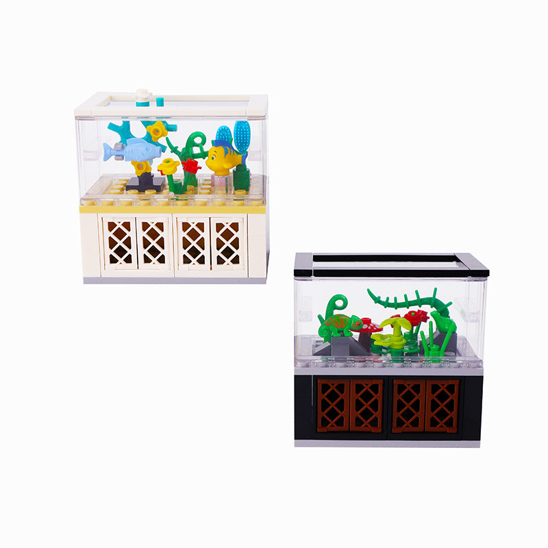 Small Particle Building Blocks Creative Small Scene Fish Tank Pet Box Small Living Room Home Interior Decoration Toy Ornaments