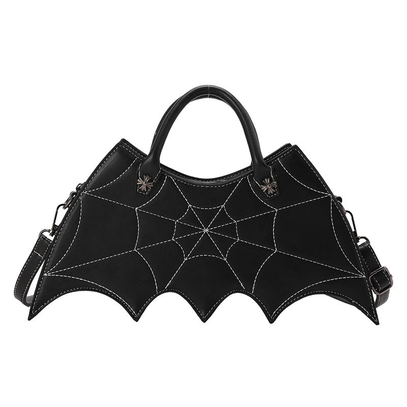 Halloween Spider Web Shoulder Bag – PU Leather Batgirl Style Crossbody Messenger Handbag