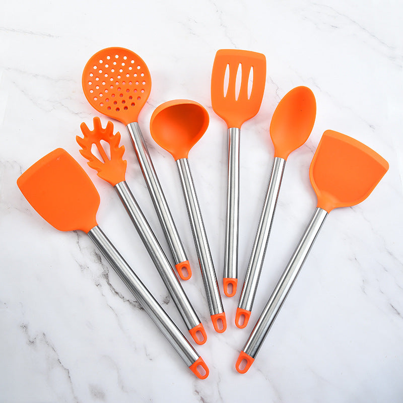 7-Piece Stainless Steel & Silicone Kitchen Ware Set – Shovels, Spoons & More