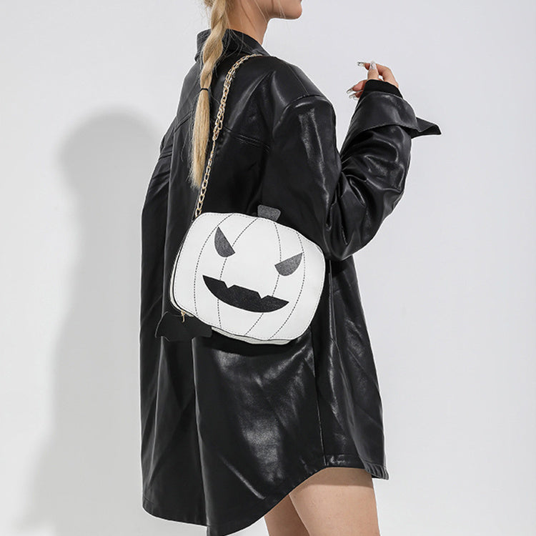 Halloween Pumpkin Shoulder Bag – Funny Cartoon Chain Crossbody Purse