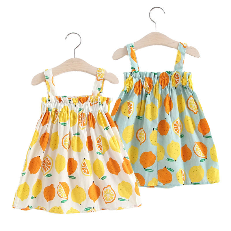 Women's Cotton Lemon Suspender Princess Dress