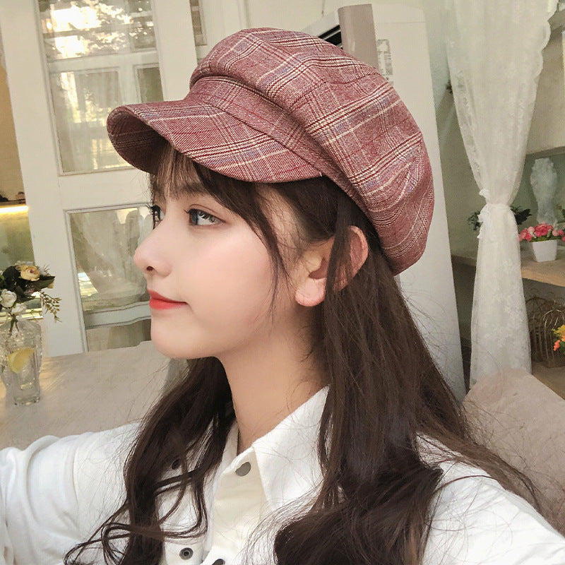 Autumn And Winter Yangqi Checked Beret Children