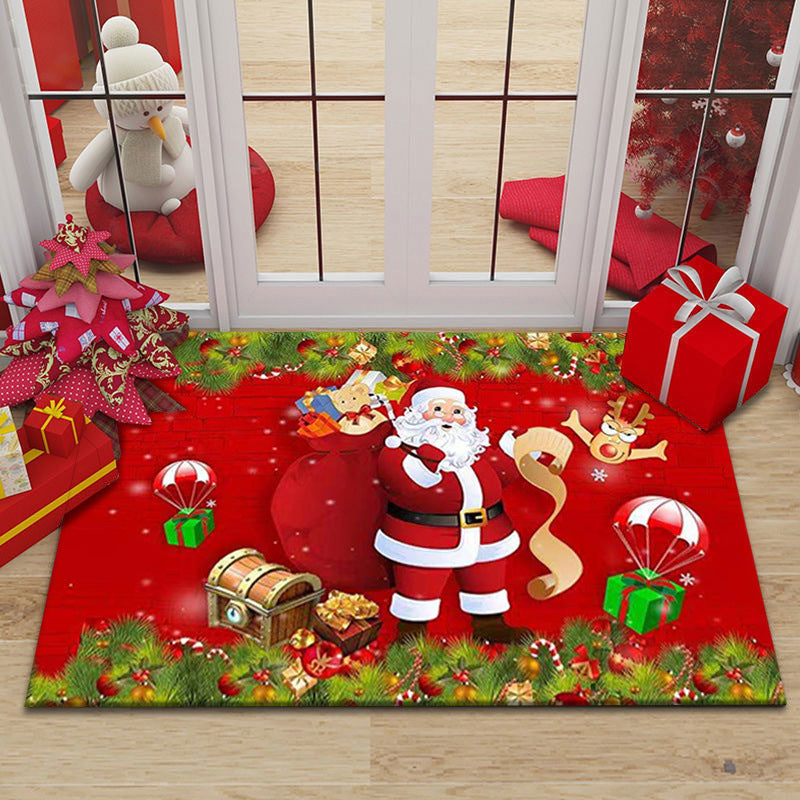 Christmas Carpet Living Room Festive Red Floor Mat