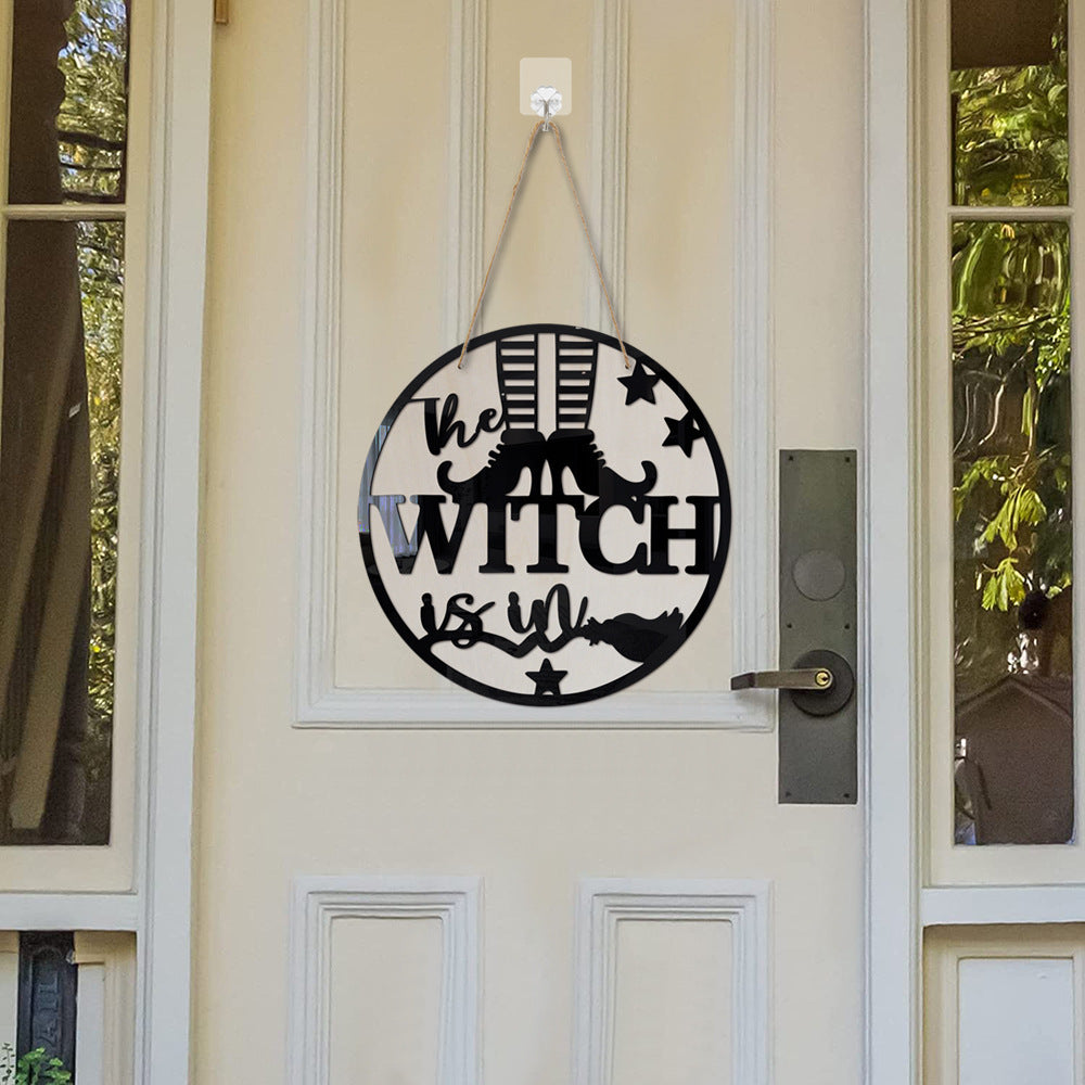 Halloween Wooden Witch Broom Acrylic Hang Decorations
