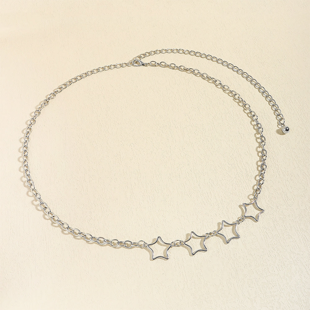 Women's Five-Pointed Star Metal Waist Chain for Dresses and Jeans