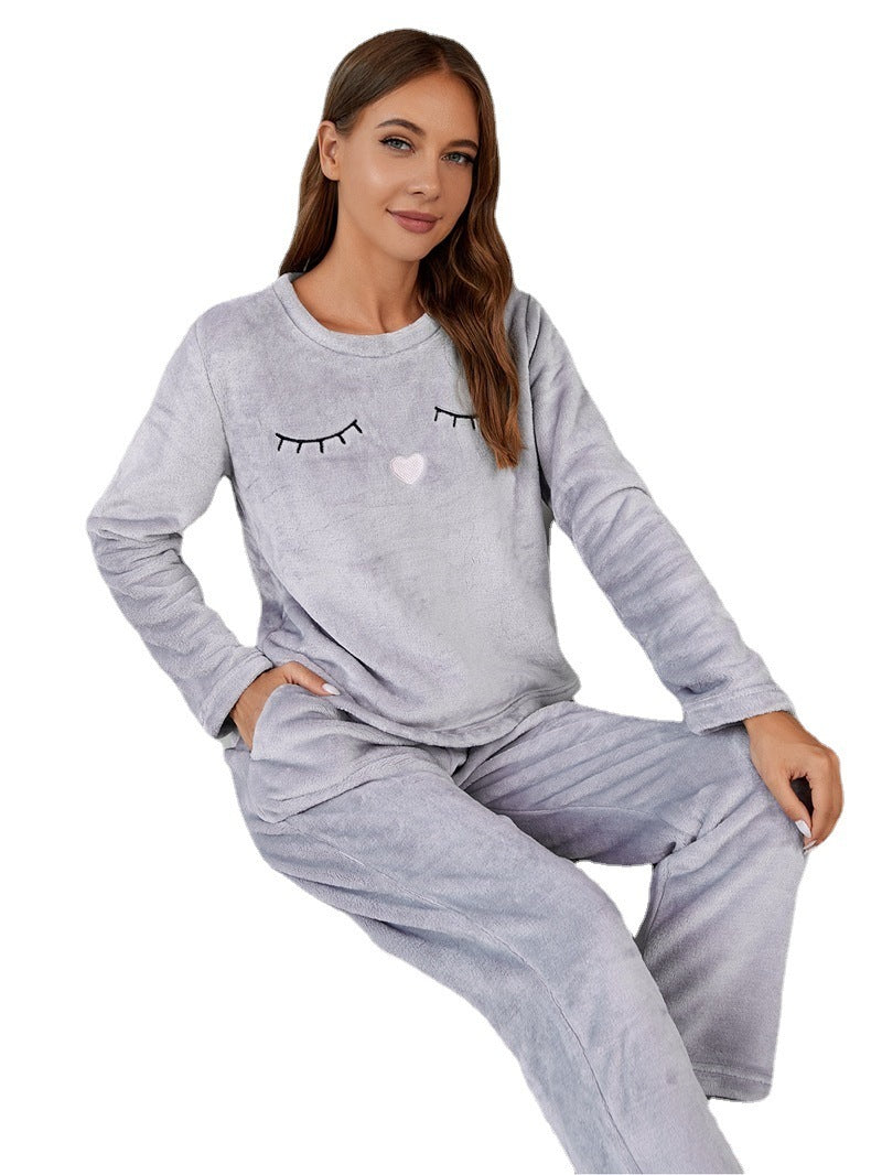 Women's Flannel Pajama Set Cozy Thickened Soft Homewear