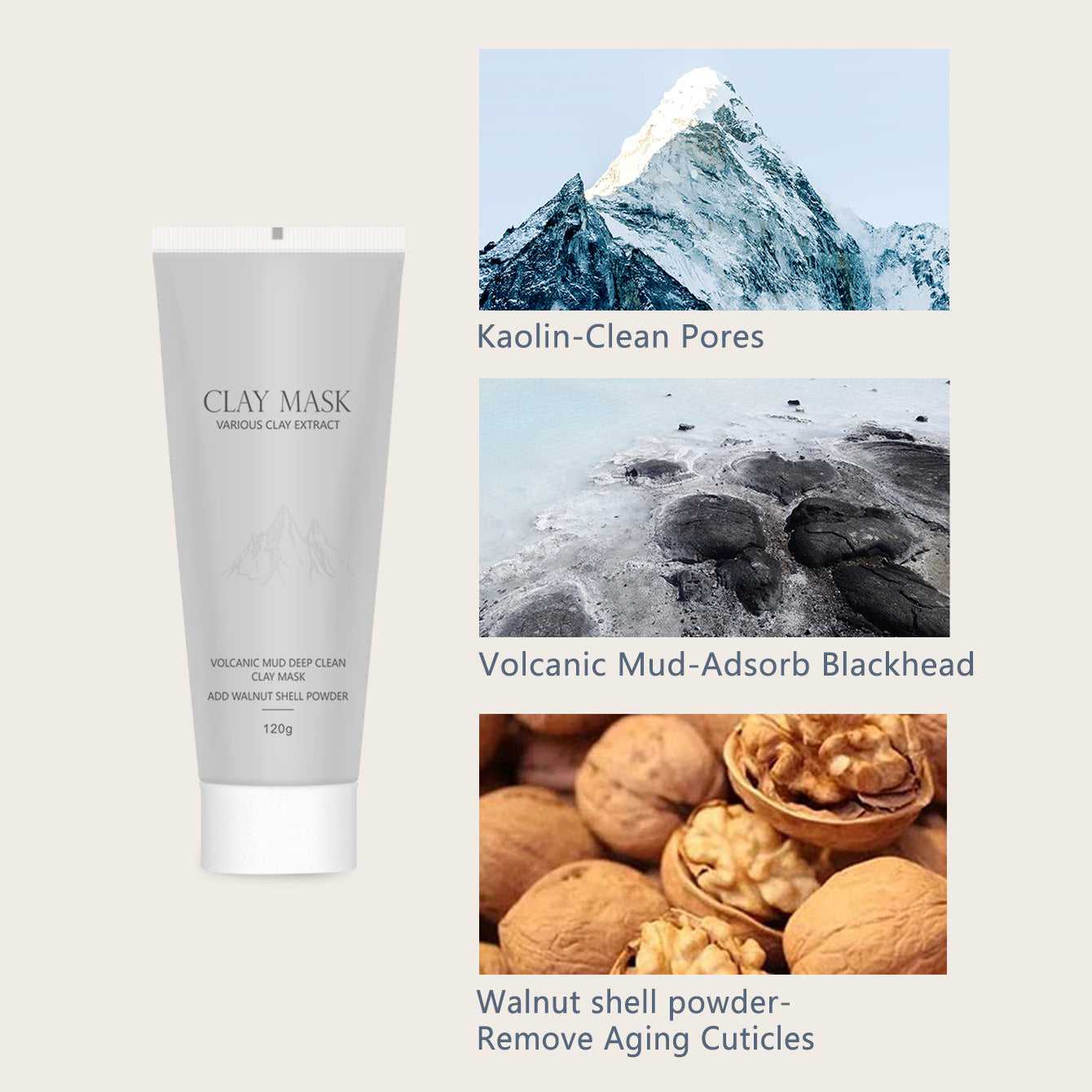 KOEC Foreign Trade English Version Volcanic Mud Mask Moisturizing Coating Mask Deep Cleaning Facial Mask With Brush Export