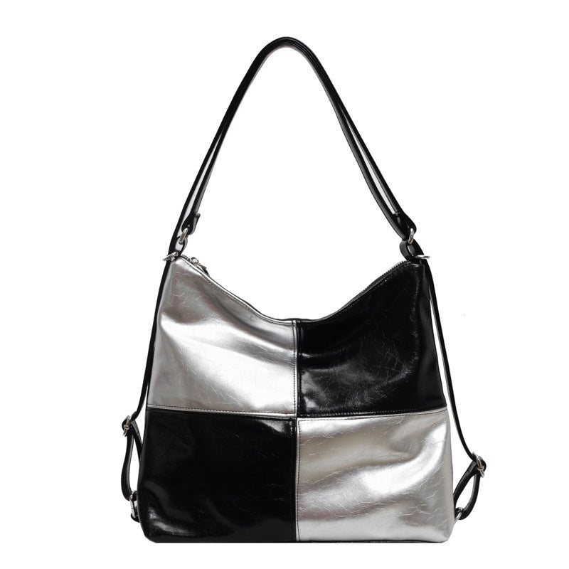 Women's Patchwork PU Tote Bag Crossbody Color Contrast