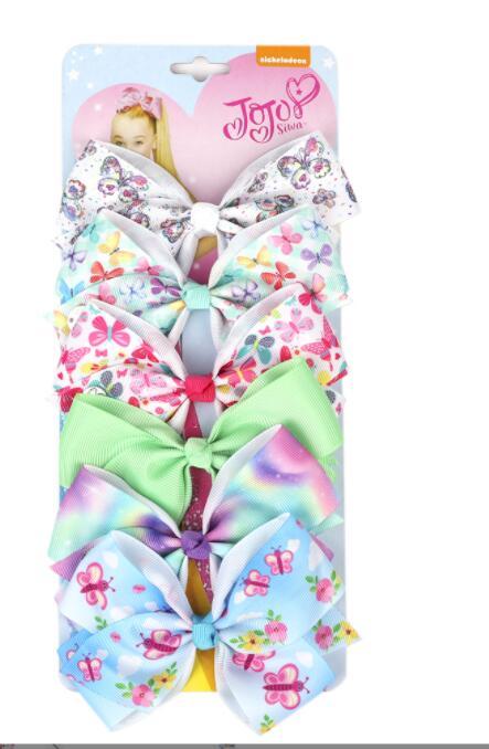 JOJO Style 5-Inch Bow Hairpin Set for Girls – 6-Piece Colorful Hair Clip Collection