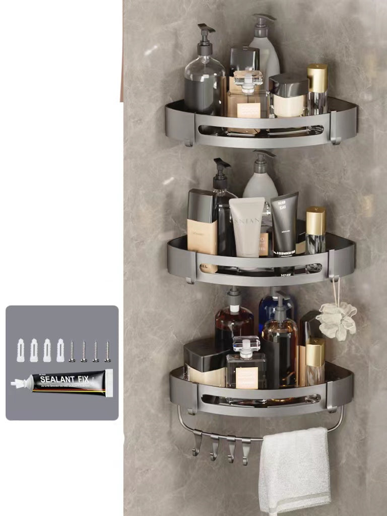 Bathroom Triangle Shelf – Wall-Mounted Perforated Simple Corner Storage Rack