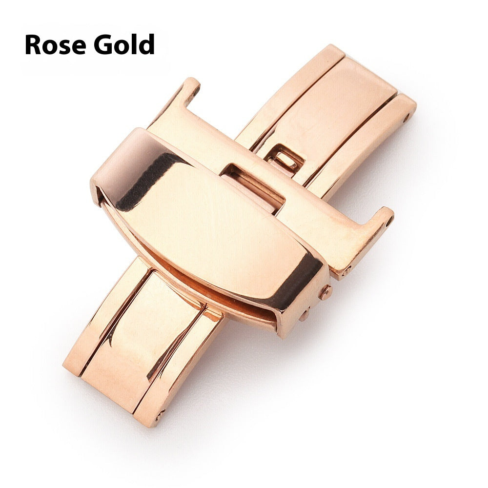 Stainless Steel Double Pull Butterfly Clasp Leather Watch Buckle