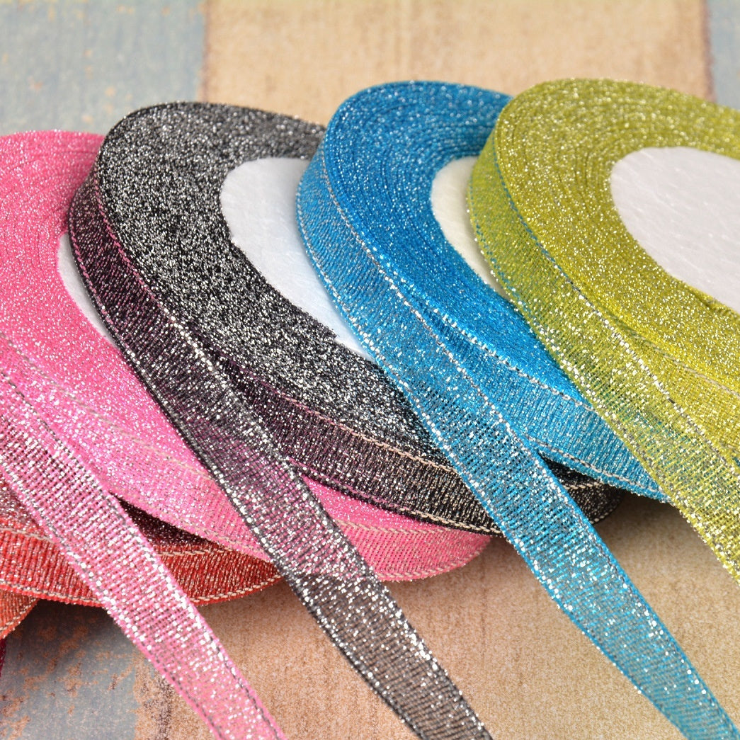 Bow Gold Silk Silver Polyester Ribbon – Craft, Gift Wrap & DIY Decoration Ribbon