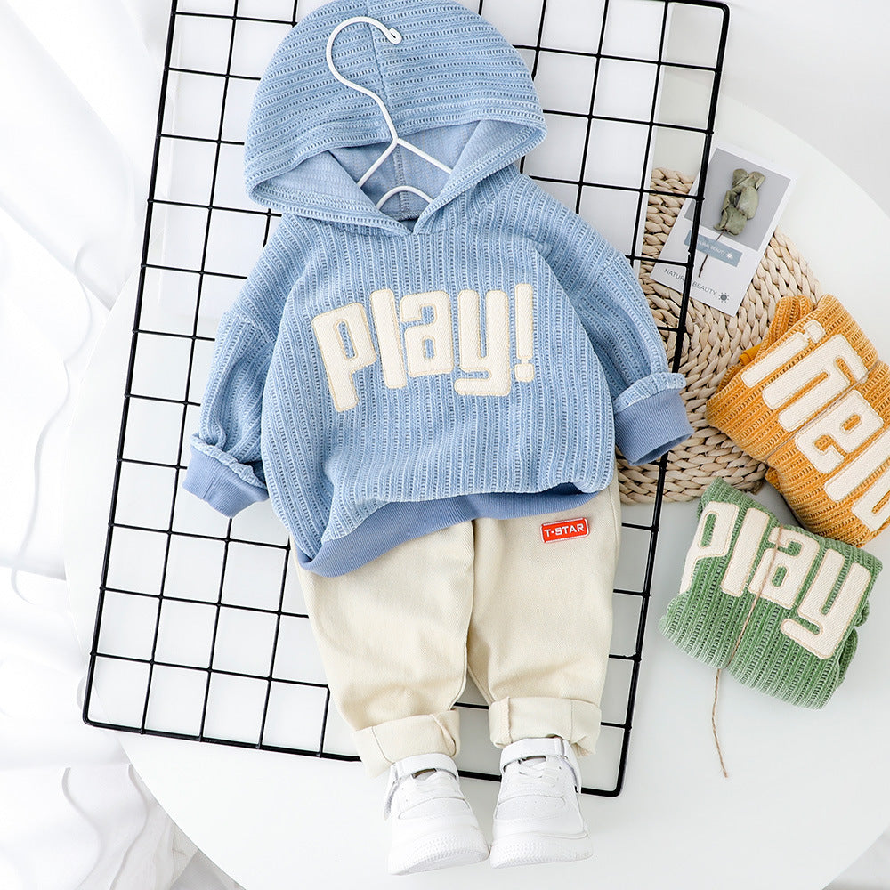 Long-sleeved Trousers And Hooded Sweater Baby Two-piece Suit