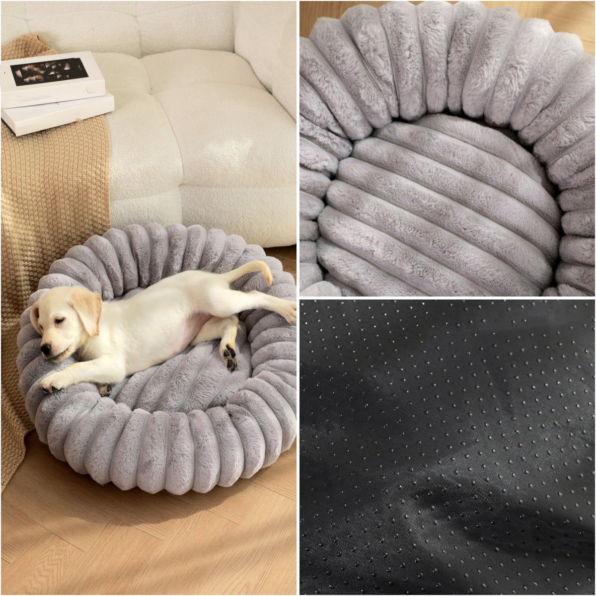 High Weight Pet Nest Straight Rabbit Plush Mat Round Long Hair Cat Nest Warm Winter Dog Bed Kennel