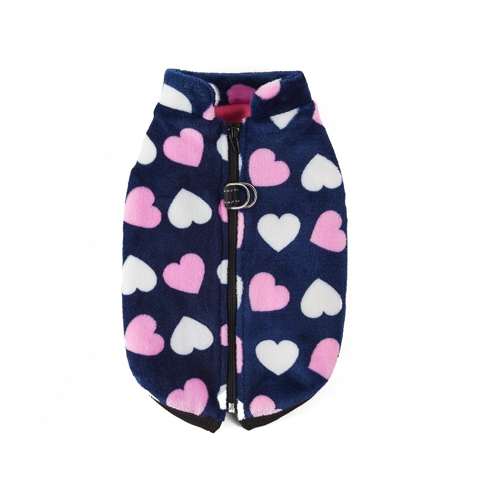 Pet Coat Zipper Flannel Plus Velvet Thickened Vest