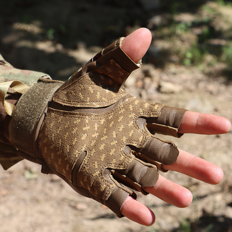 Camouflage Half Finger Nylon Gloves – Non-Slip Summer Sports Wear