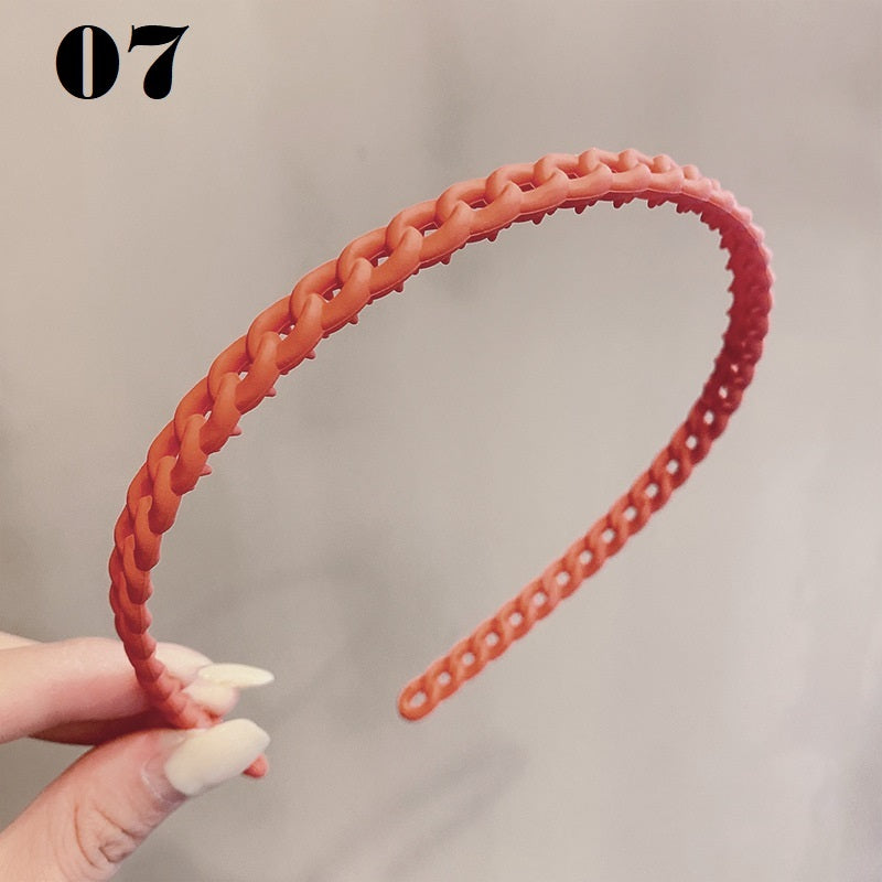 Simple Serrated Non-slip Solid Color Hair Headband
