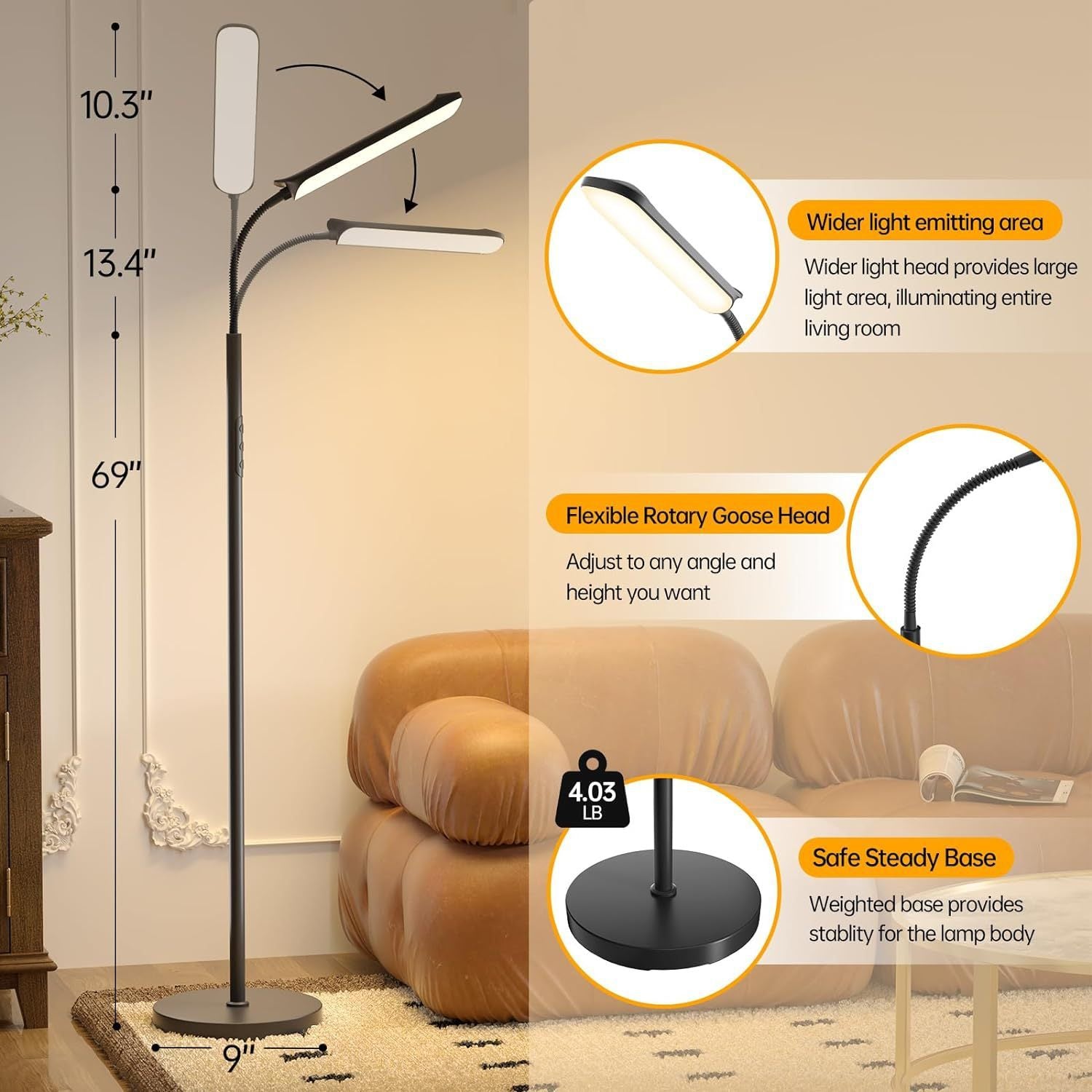 Simple Modern Sofa Bedroom Study LED Eye Protection Table Dual-use Remote Control Floor Lamp