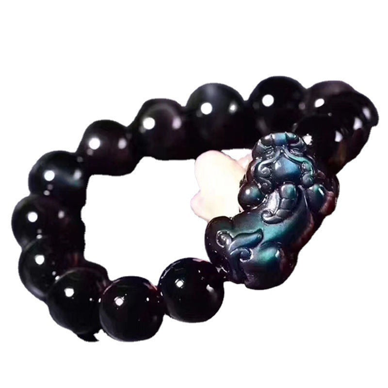 Natural Ice Color Eye Obsidian Bracelet
