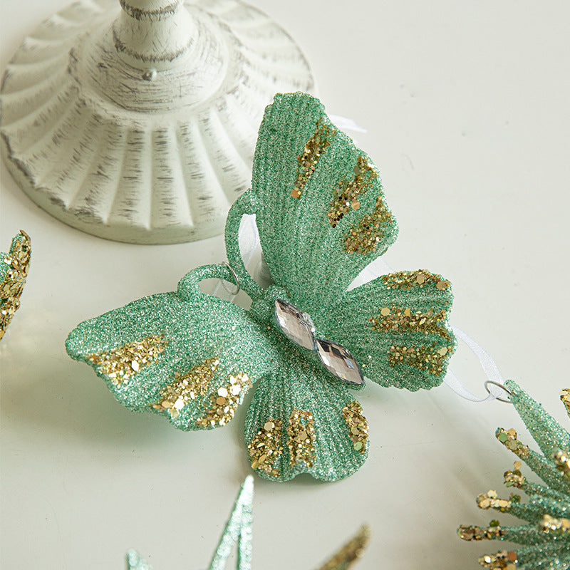 Green Butterfly Christmas Tree Plastic Pendant