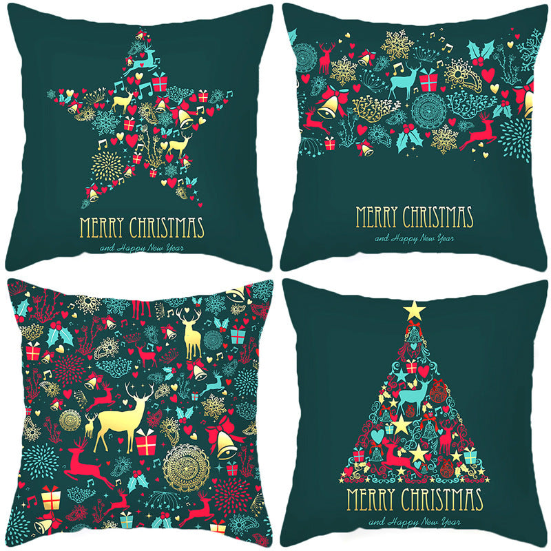 Christmas Short Plush Sofa Pillow Case for Home Furnishing