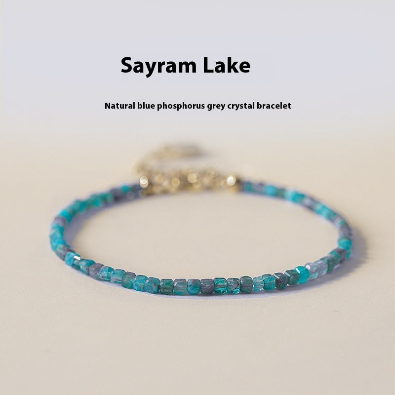 Women's Natural Blue Apatite Crystal Bracelet