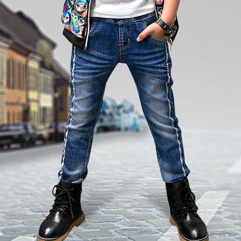 Kids Regular Fit Cotton Casual Pants Straight Leg Trousers