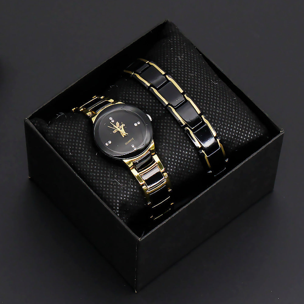 Unisex Fashion Quartz Couple Watch With Steel Band