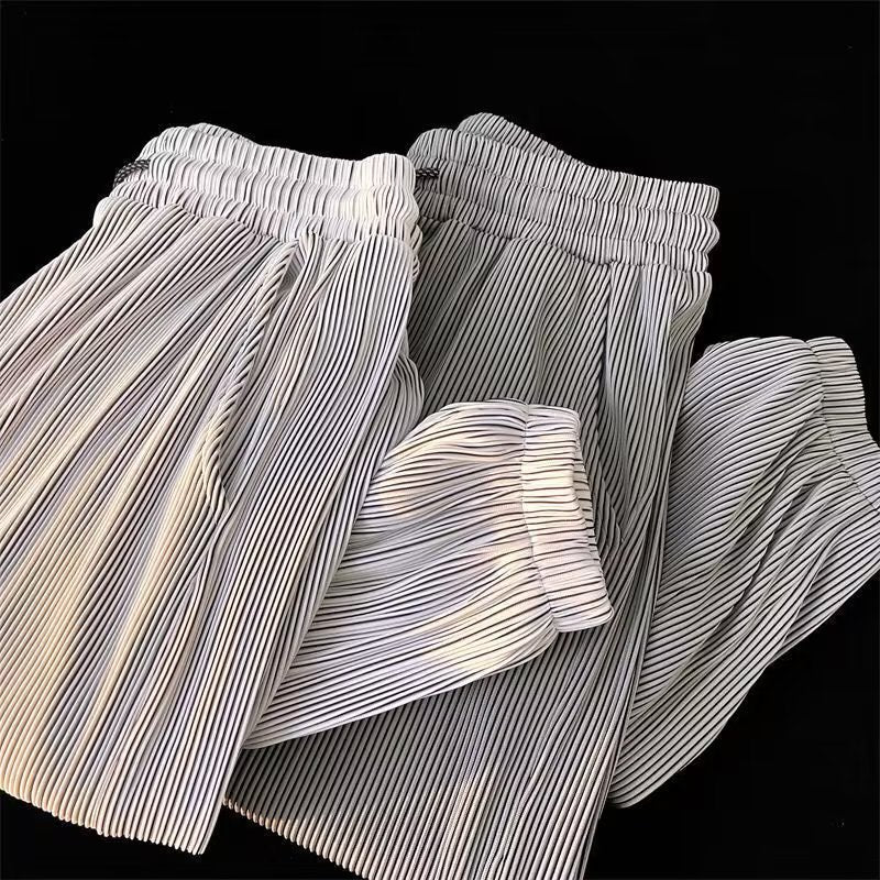 Men’s Ice Silk Casual Pants – Ankle-Tied Loose Fit Sports Trousers