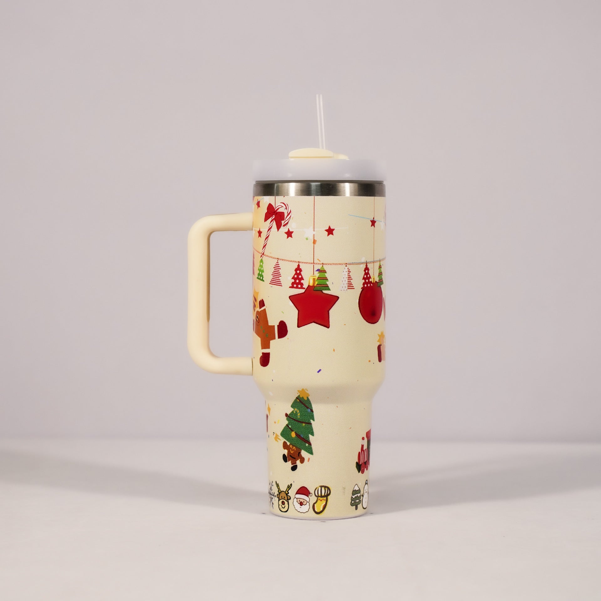 Christmas Vacuum Tumbler with Straw
